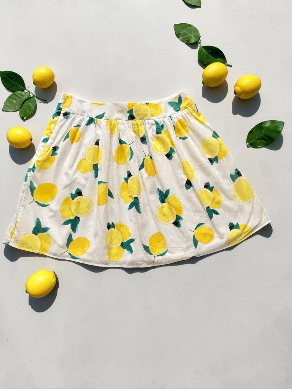 Cynthia Rowley Lemon Print Mini Skirt Size 10 Amalfi Coastal Cottagecore Summer - Picture 4 of 10